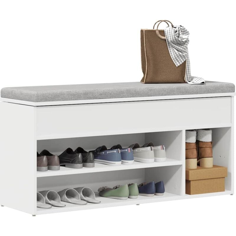 Vidaxl - Banc à chaussures blanc 102x30,5x45 cm bois d'ingénierie