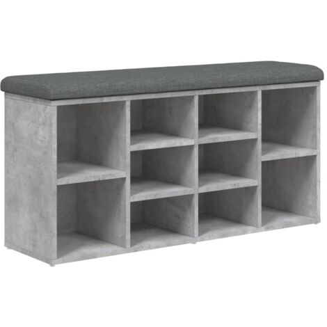 Banc à chaussures gris béton 102x32x50 bois d'ingénierie