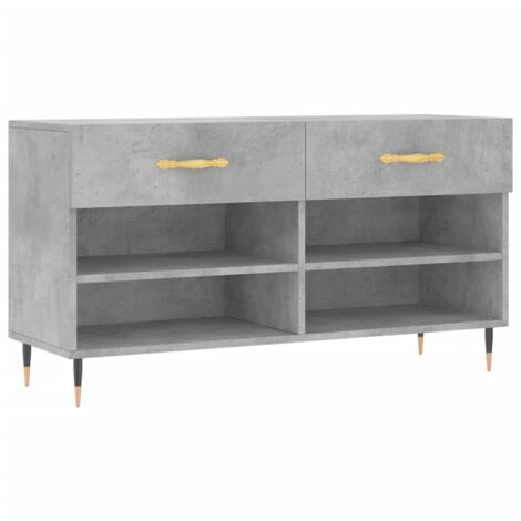 Banc à chaussures gris béton 102x35x55 bois d'ingénierie