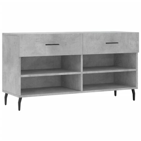Banc à chaussures gris béton 102x35x55 bois d'ingénierie
