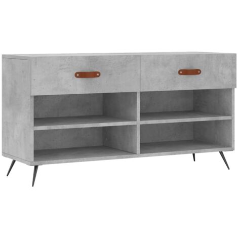Banc à chaussures gris béton 102x35x55 bois d'ingénierie