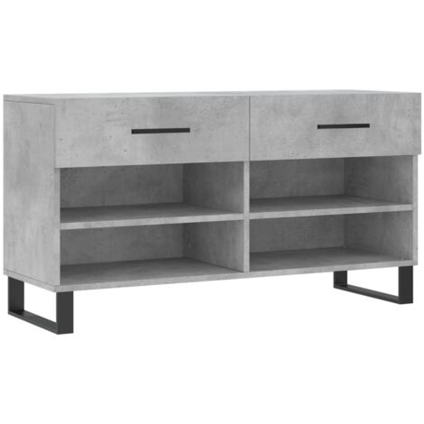 Banc à chaussures gris béton 102x35x55 bois d'ingénierie