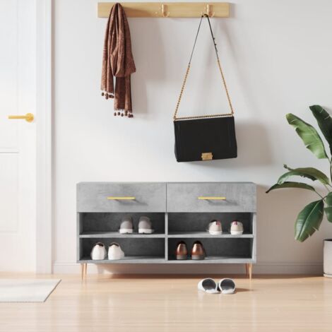 Banc à chaussures gris béton 102x35x55 cm bois d'ingénierie vidaXL