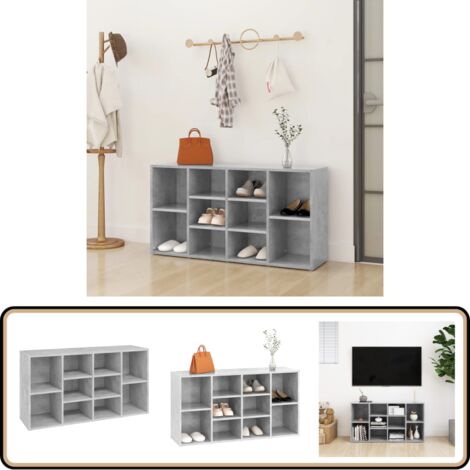 Banc à chaussures Gris béton 103x30x54,5 cm Bois d’ingénierie - Meuble Rangement Chaussures - Banc Chaussure - Range Chaussures - Organiseur Chaussures - Placard Chaussures