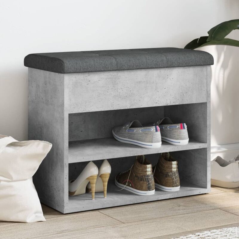 Vidaxl - Banc à chaussures gris béton 62x32x50 cm bois d'ingénierie