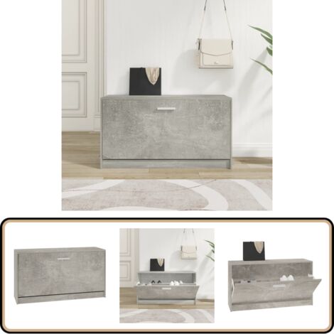 Banc à chaussures Gris béton 80x24x45 cm Bois d'ingénierie - Meuble Chaussure - Banc Chaussure - Rangements Chaussures - Rangement Intérieur - Meuble Entrée