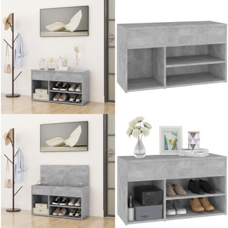 Banc à chaussures Gris béton 80x30x45 cm Bois d'ingénierie - Banc Chaussure - Meuble Entrée - Rangement Chaussures - Banc Rangement - Organiseur Chaussures - Home & Living