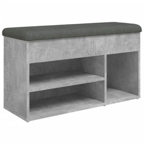 Banc à chaussures gris béton 82x32x45,5 bois d'ingénierie