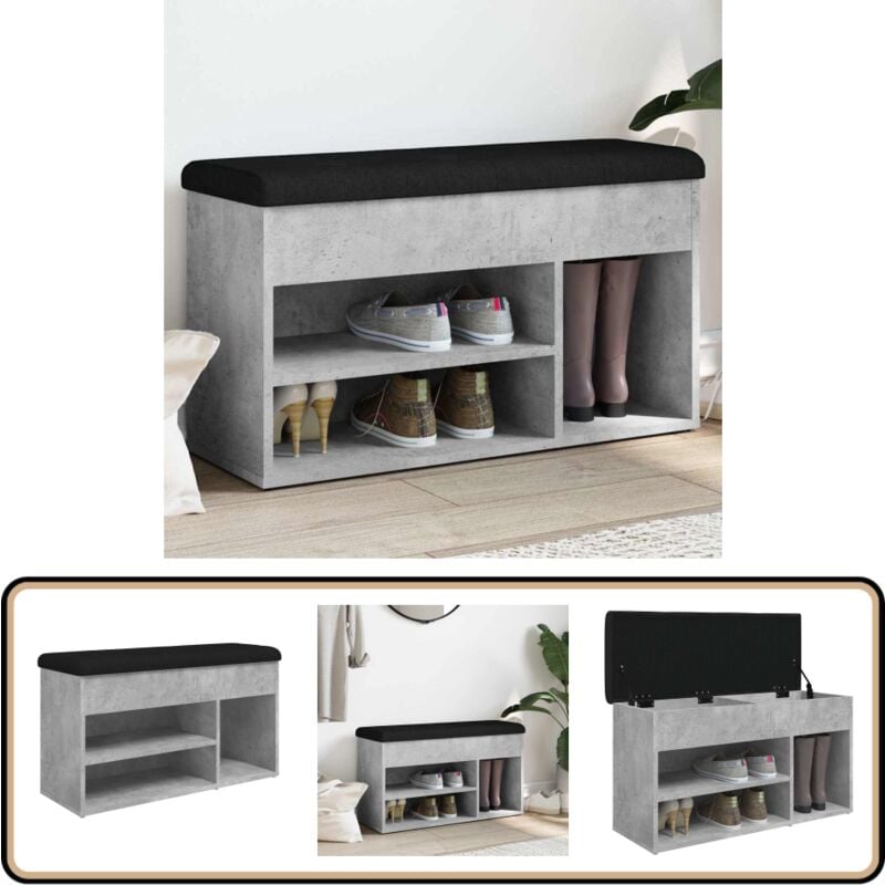 Vidaxl - Banc à chaussures gris béton 82x32x45,5 cm bois d'ingénierie - Banc Chaussure - Banc Entrée - Rangement Chaussures - Meuble Salle D'entrée