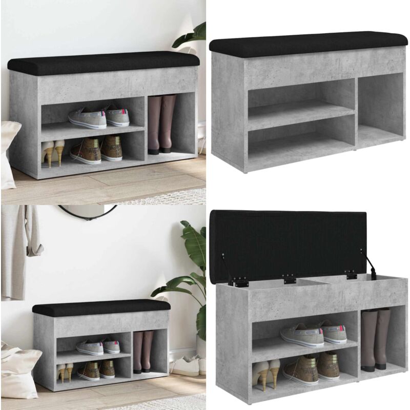 Vidaxl - Banc à chaussures gris béton 82x32x45,5 cm bois d'ingénierie - Banc Chaussure - Banc Entrée - Rangement Chaussures - Meuble Salle D'entrée