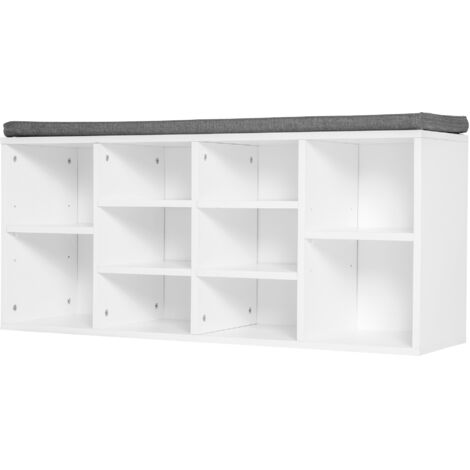 Banc à chaussures Homcom 8-10 paires avec étagères réglables en bois blanc 104 x 30 x 48 cm