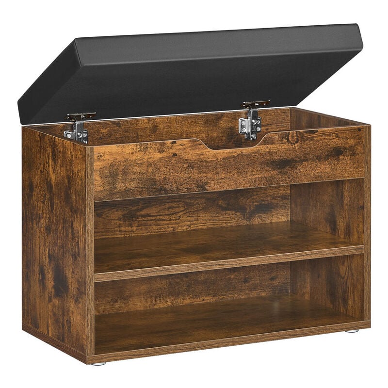 Banc à Chaussures, Meuble à Chaussures avec Siège Rembourré, Banc d'Entrée avec 3 Compartiments et Assise Rembourrée, 30 x 60 x 44 cm, pour Entrée,