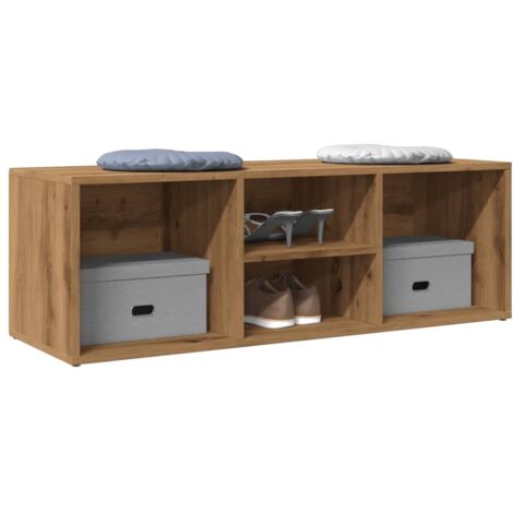 Banc à chaussures-Meuble à chaussures-Étagère de rangement chêne artisanal 105x35x35 cm 793697