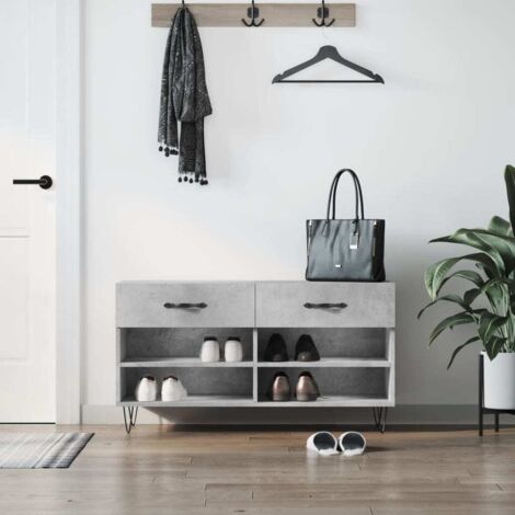 Banc à chaussures-Meuble à chaussures-Étagère de rangement gris béton 102x35x55 cm bois d'ingénierie 228555