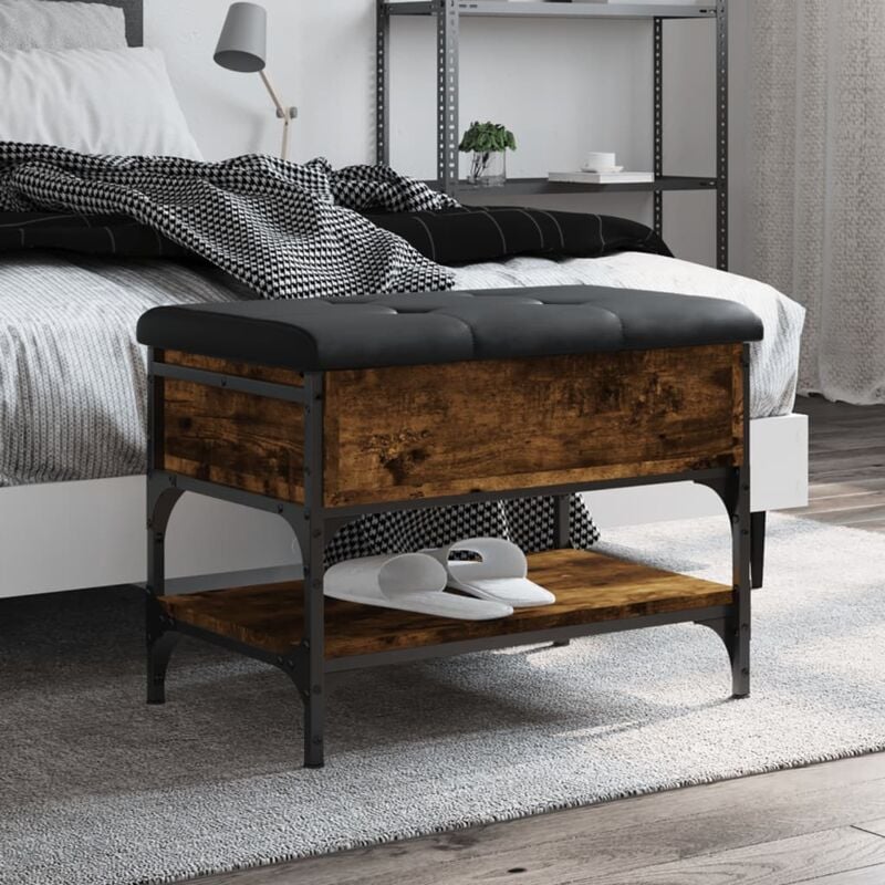 Meuble à chaussures, Banc à chaussures, Meuble d'entrée chêne fumé 62x42x45 cm bois d'ingénierie design in