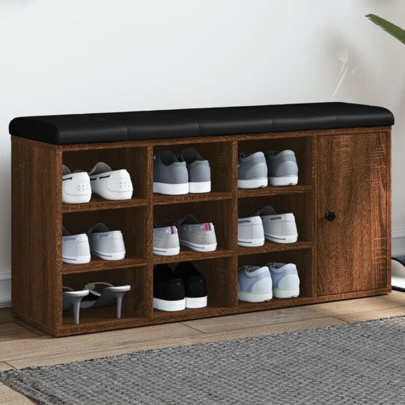 Meuble à chaussures, Banc à chaussures, Meuble d'entrée chêne marron 102x32x50 cm bois d'ingénierie DESIGN IN