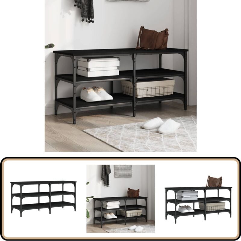 Vidaxl - Banc à chaussures noir 100x38,5x49 cm bois d'ingénierie - Banc Chaussure - Meuble Entrée - Rangement Chaussures - Banc Coffre - Banc Design