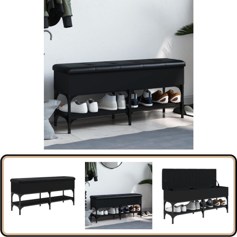 Vidaxl - Banc à chaussures noir 102x32x45 cm bois d'ingénierie - Banc Chaussure - Banc Entrée - Rangement Chaussures - Meuble Hall - Banc Coffre
