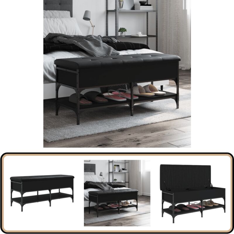 Vidaxl - Banc à chaussures noir 102x42x45 cm bois d'ingénierie - Banc Chaussure - Banc Entrée - Meuble Rangement - Banc Coffre - Organisation