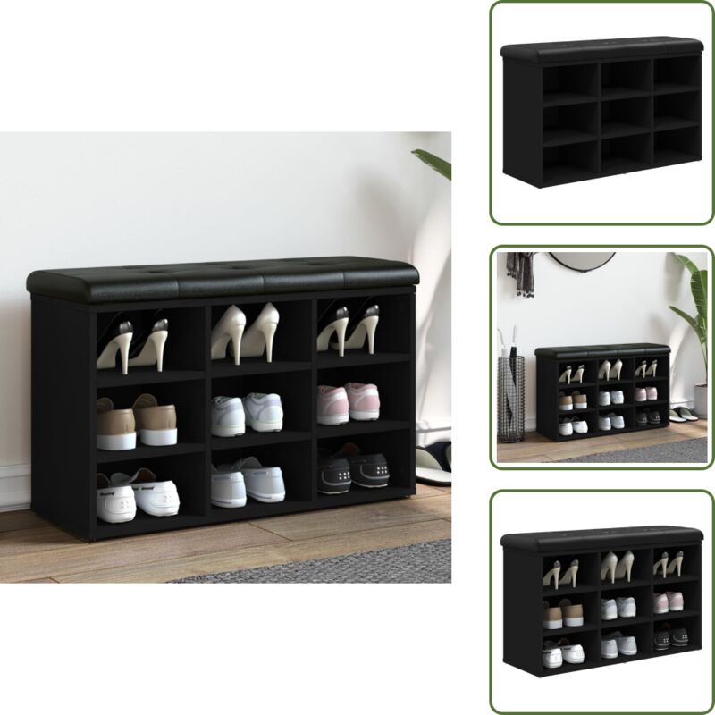 Vidaxl - Banc à chaussures noir 82x32x50 cm bois d'ingénierie - Banc Chaussure - Meuble Entrée - Rangement Chaussures - Banc Coffre - Banc Design
