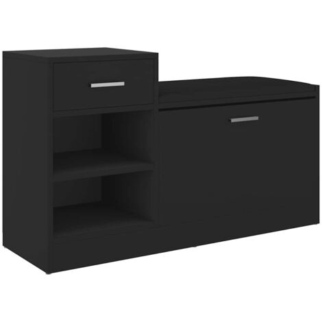 Zerodis Armoire à chaussures noir 80x21x57 cm bois d'ingénierie LF044