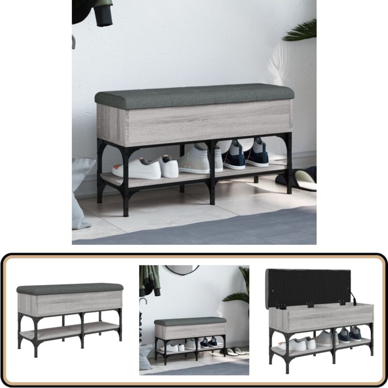 Banc à chaussures sonoma gris 82x32x45 cm bois d'ingénierie - Banc Chaussure - Banc Entrée - Rangement Chaussures - Meuble Salle D'entrée - Banc
