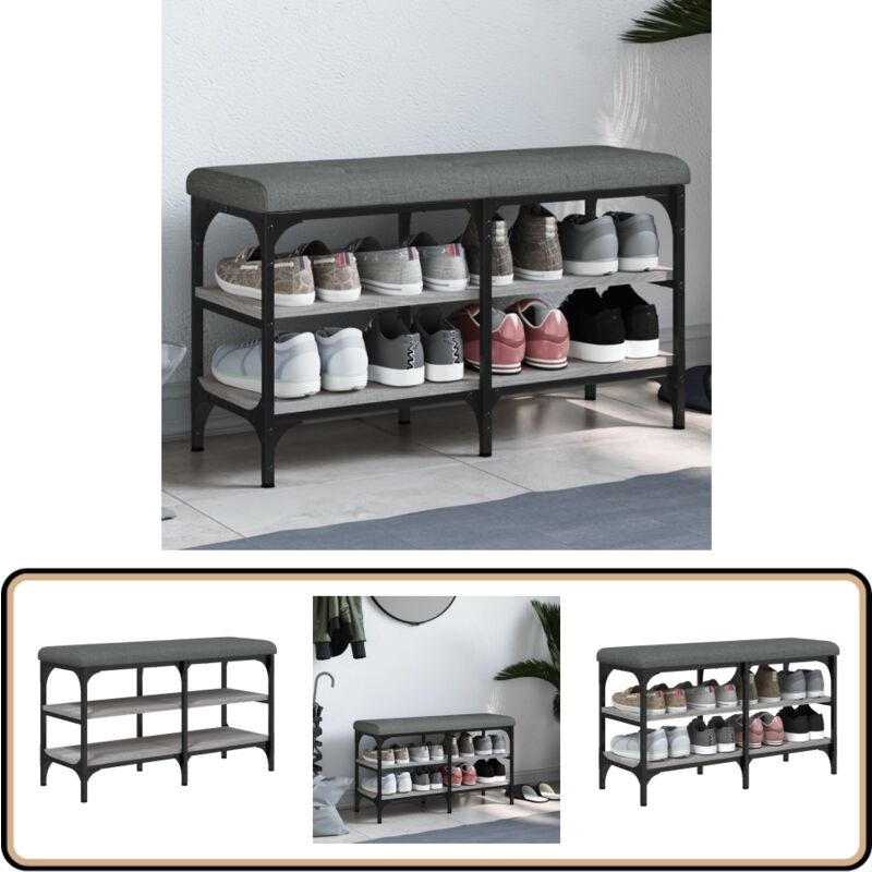 Banc à chaussures sonoma gris 82x32x47 cm Bois d'ingénierie - Banc Chaussure - Banc Entrée - Rangement Chaussures - Meuble Salle D'entrée - Banc