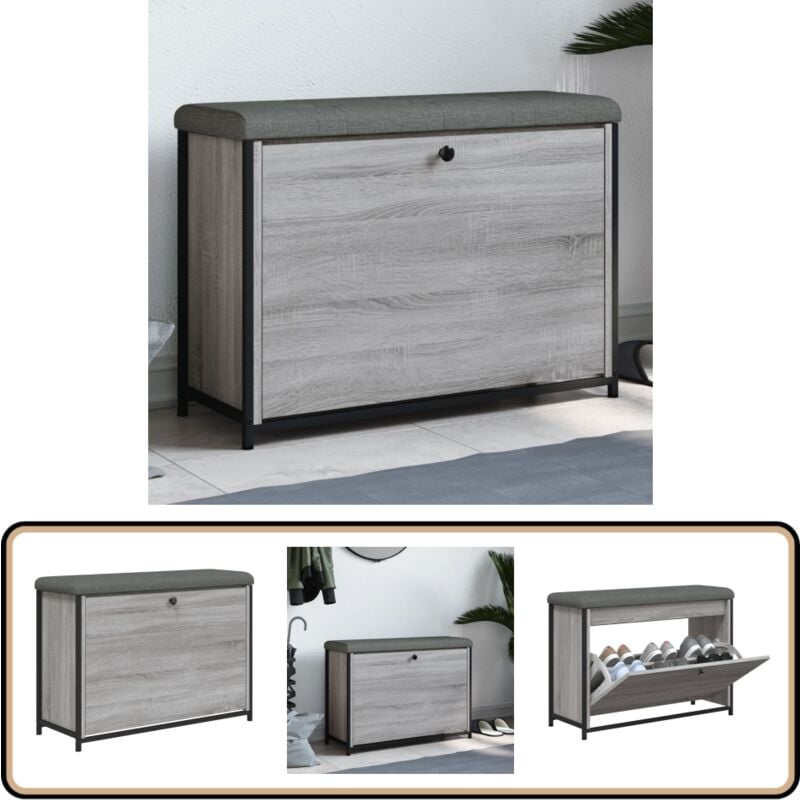 Vidaxl - Banc à chaussures tiroir rabattable chêne sonoma 82x32x56 cm - Banc Chaussure - Banc Coffre - Meuble Entrée - Rangement Chaussures - Banc