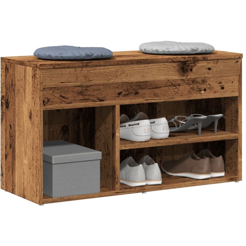 Torana - Banc à chaussures vieux bois 80x30x45 cm bois d'ingénierie