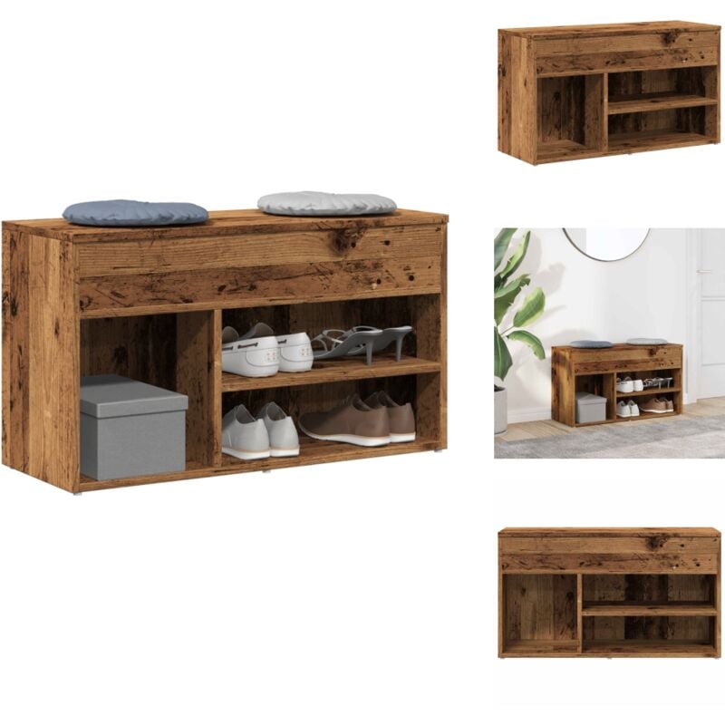 Vidaxl - Banc à chaussures vieux bois 80x30x45 cm bois d'ingénierie - Banc à Chaussures - Bancs à Chaussures - Banc - Banc De Couloir