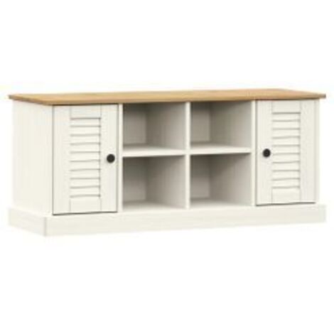 Banc à chaussures VIGO blanc 106x35x45 bois massif de pin
