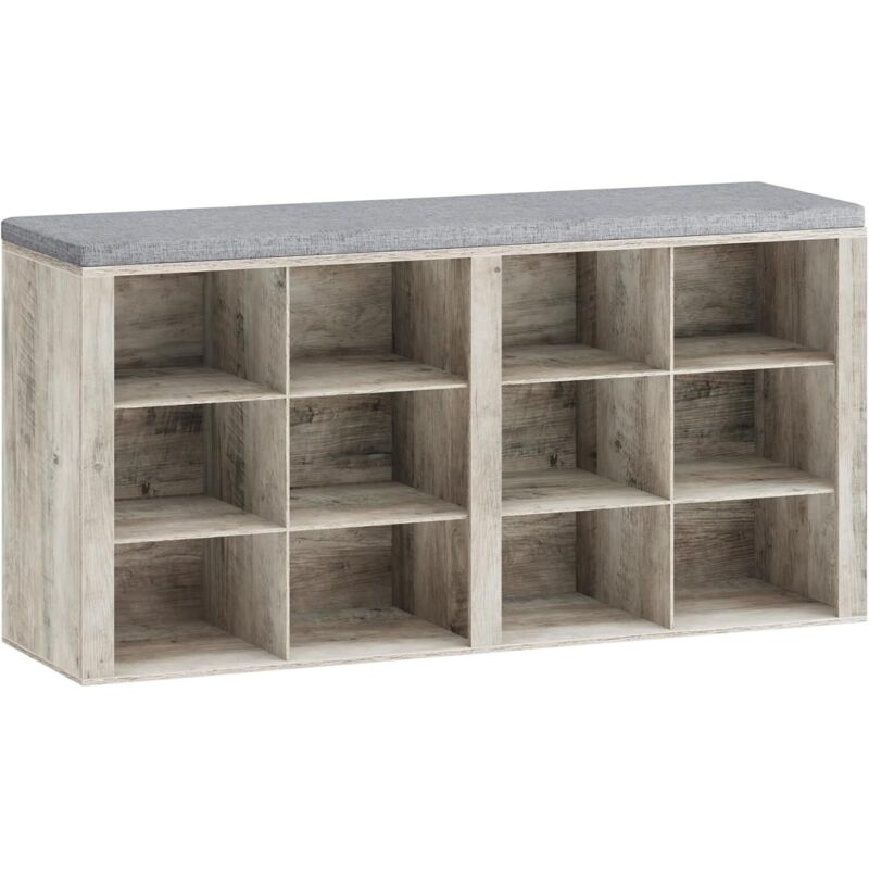 Banc à Chaussures,Banc avec Rangement, Coussin, 12 Compartiments