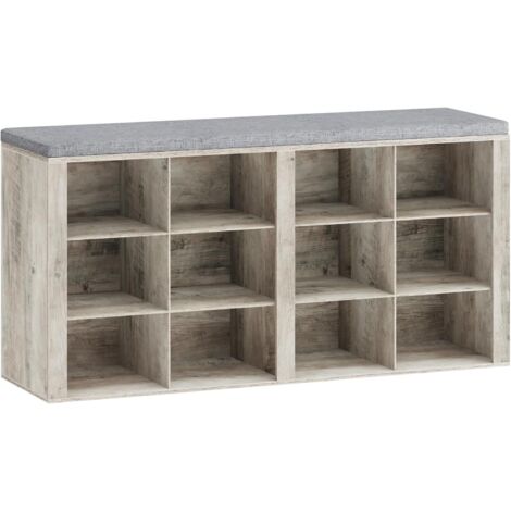 Banc à Chaussures,Banc avec Rangement, Coussin, 12 Compartiments