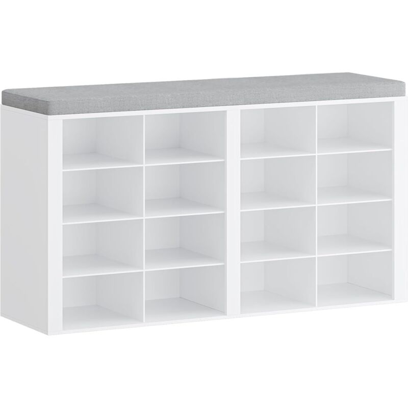 Banc à Chaussures,Banc avec Rangement, Coussin, 16 Compartiments