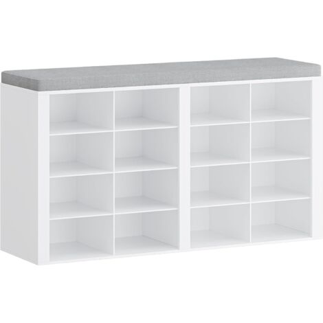 Banc à Chaussures,Banc avec Rangement, Coussin, 16 Compartiments
