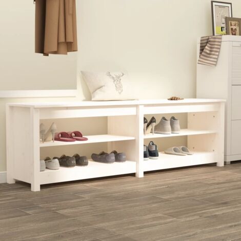 Banc à chaussures,Meuble d'entrée,Banc de Rangement Blanc 160x36,5x50 cm Bois de pin massif -BV56772