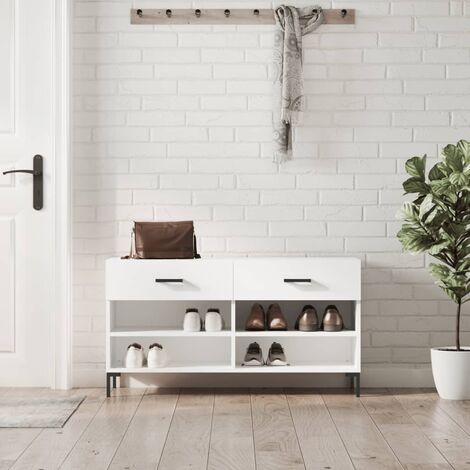 Banc à chaussures，Meuble d’entrée，Banc d'entrée blanc 102x35x55 cm bois d'ingénierie VDVM570285