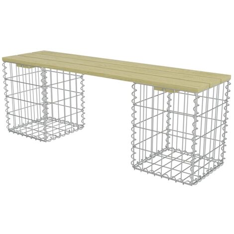 Banc à gabion 120 cm Acier galvanisé et pinède vidaXL - N/A