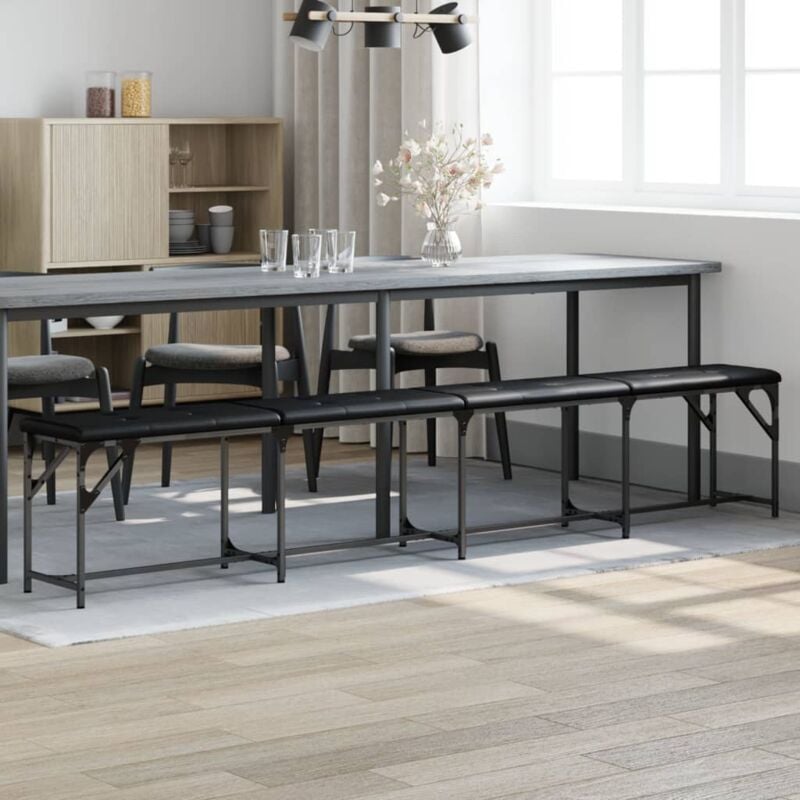 Design In - Banc à manger noir 248x32x45 cm acier et similicuir