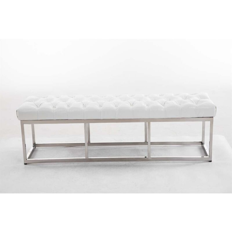 Banc moderne avec cadre métallique et siège matelassé de 150 cm diverses couleurs colore : Blanc