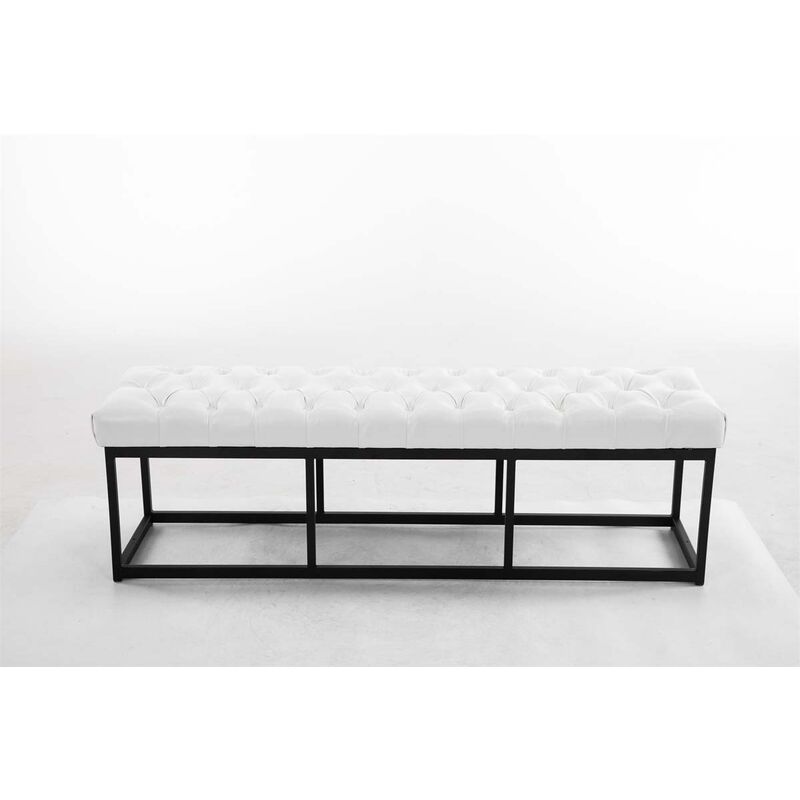 Banc de métal noir opaque et revêtement de type 150 cm-semblable à différentes couleurs colore : Blanc