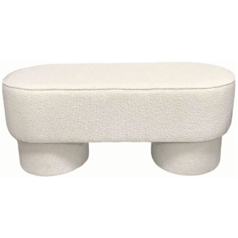Banc arrondie en tissu bouclette L92cm - Blanc - Arlo