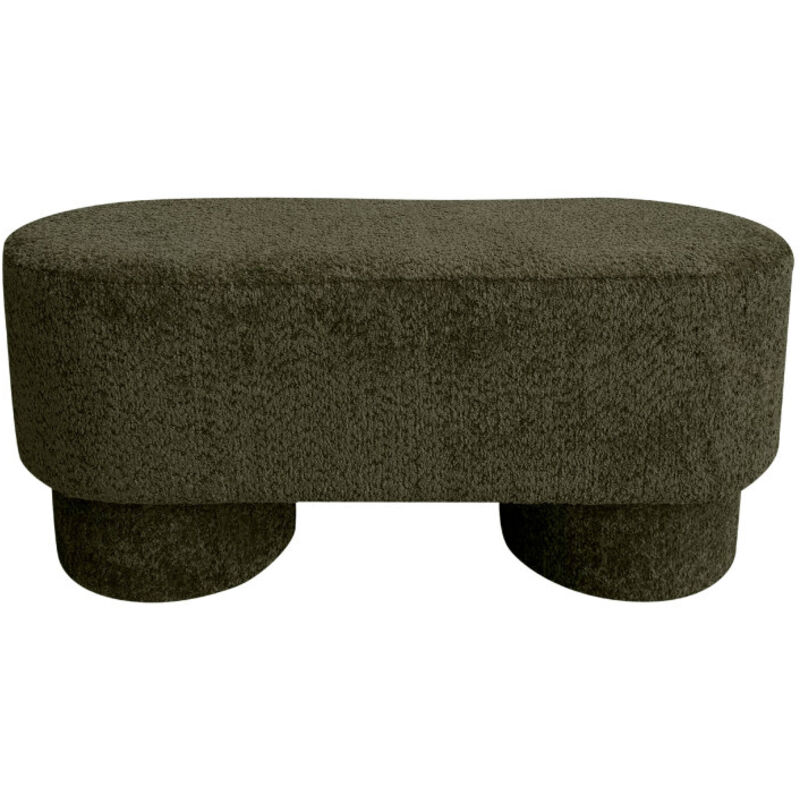 Banc arrondie en tissu bouclette L92cm - Vert kaki - Arlo