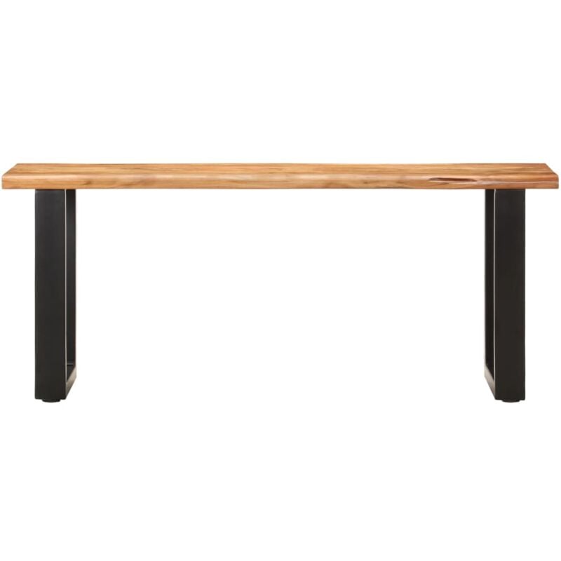 Banc au bord naturel du bois 110 cm Banc de salon - Banc de table Bois d'acacia solide et acier BV762724 Bonnevie