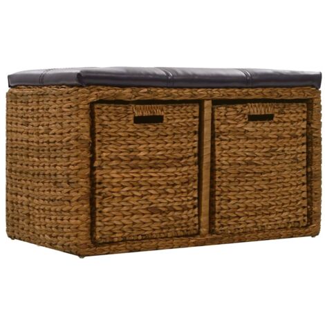 Banc avec 2 paniers Banc de salon - Banc de table Jacinthe d'eau 71 x 40 x 42 cm Marron BV950861 - BonneVie