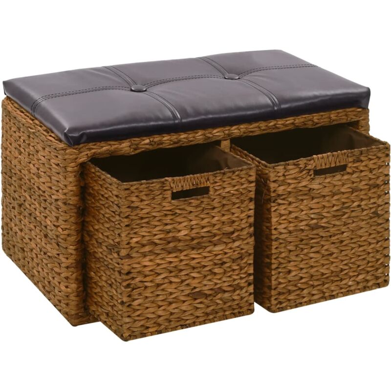 vidaXL Sitzbank mit 2 Körben Seegras 71×40×42 cm Braun