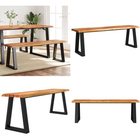 Banc avec bord vivant 140 cm bois d'acacia massif - Banc Entrée - Banc Acacia - Banc Design - Meuble Salle À Manger - Banc Moderne - Home & Living