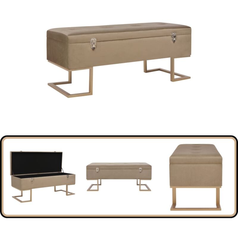 Vidaxl - Banc avec compartiment de rangement 105 cm Beige Velours - Banc Coffre - Banc Velours - Banc Rangement - Meuble D'entrée - Décoration