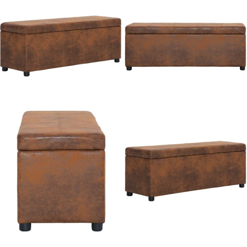 Vidaxl - Banc avec compartiment de rangement 116 cm Marron Similicuir - Banc Coffre - Banc Rangement - Banc Entrée - Banc Salon - Meuble Rangement