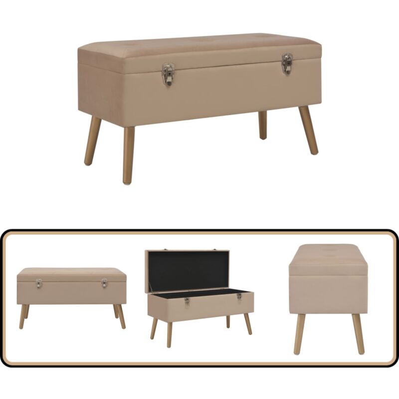 Vidaxl - Banc avec compartiment de rangement 80 cm Beige Velours - Banc Coffre - Banc Velours - Banc Rangement - Meuble D'entrée - Décoration Salon